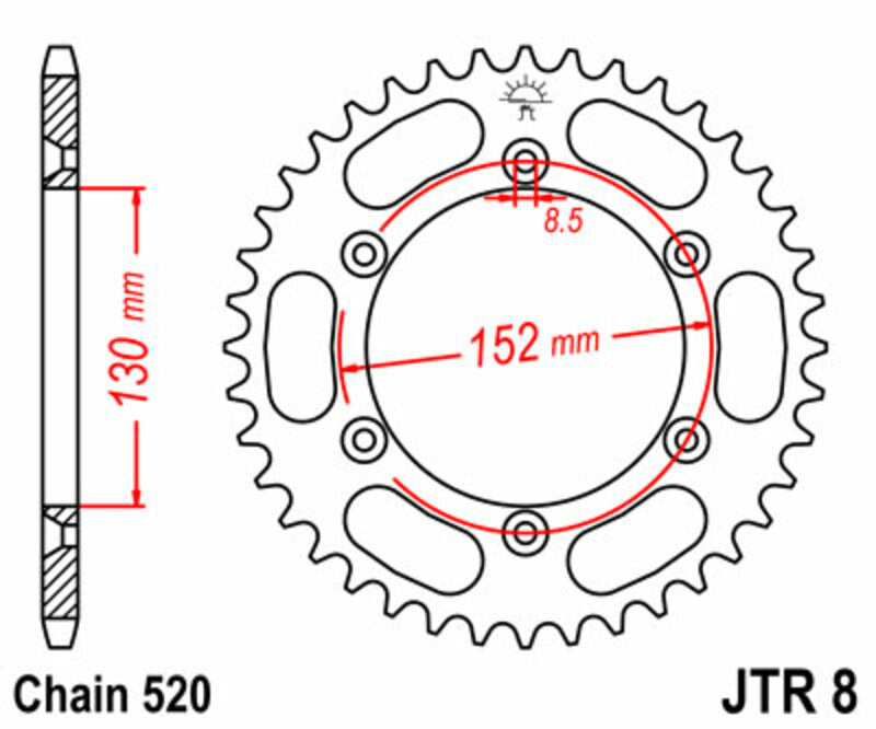 JT SPROCKETS Steel Standard Rear Sprocket 8 - 520