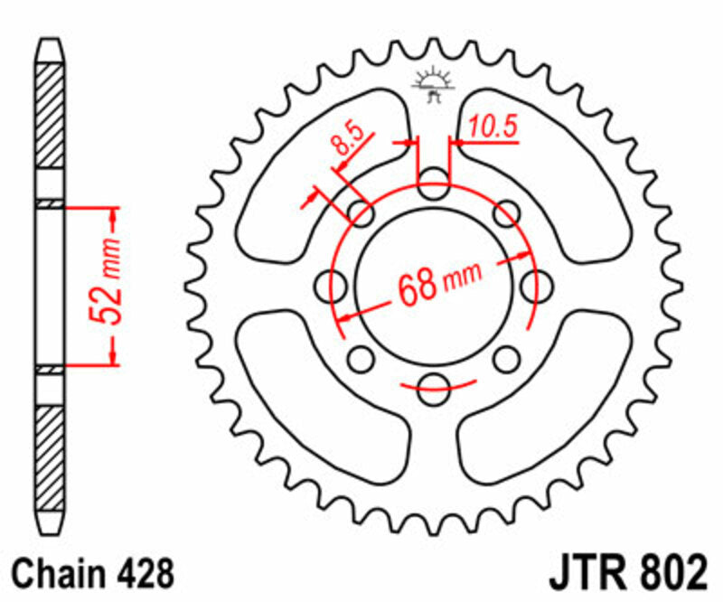 JT SPROCKETS Steel Standard Rear Sprocket 802 - 428