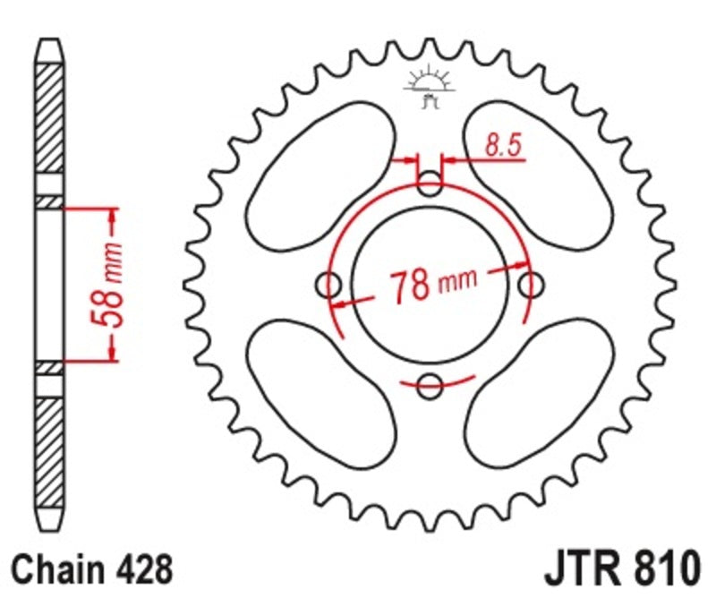 JT SPROCKETS Steel Standard Rear Sprocket 810 - 428 - 1075122005