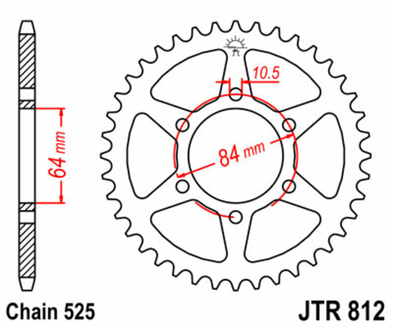 JT SPROCKETS Steel Standard Rear Sprocket 812 - 525