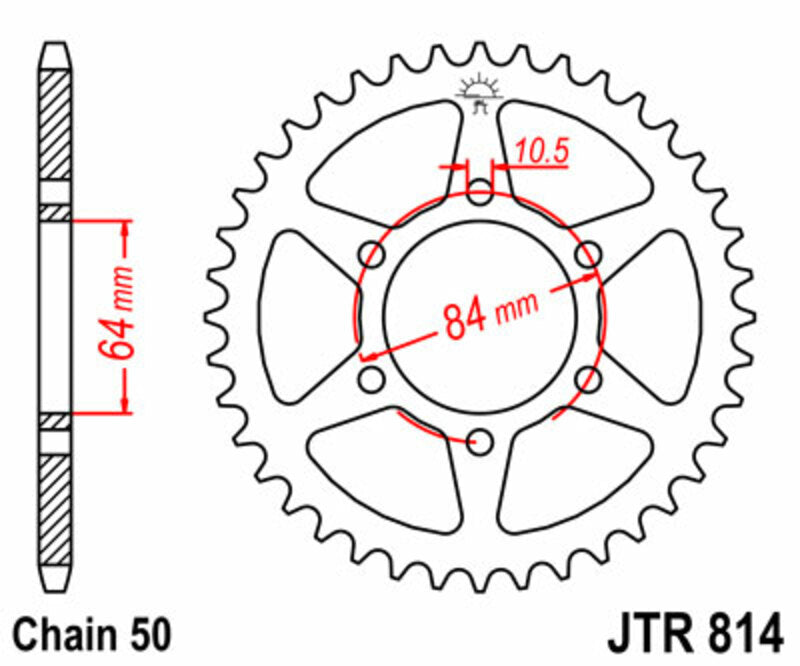 JT SPROCKETS Steel Standard Rear Sprocket 814 - 530 - 1075127001
