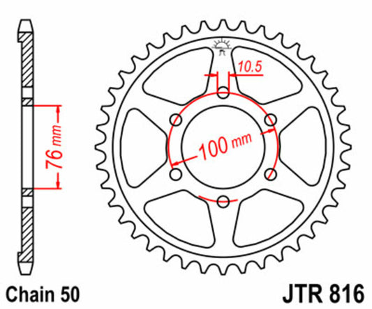 JT SPROCKETS Steel Standard Rear Sprocket 816 - 530 - 1075129005