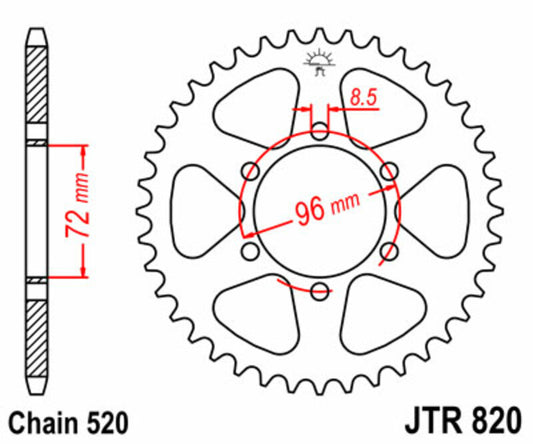 JT SPROCKETS Steel Standard Rear Sprocket 820 - 520
