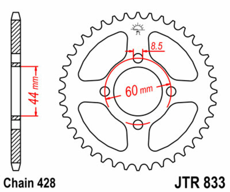 JT SPROCKETS Steel Standard Rear Sprocket 833 - 428