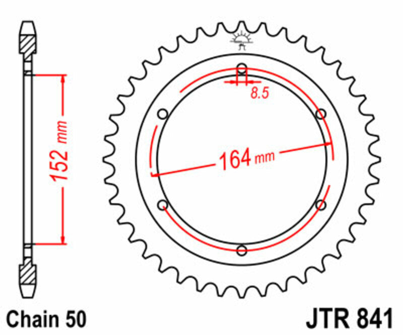 JT SPROCKETS Steel Standard Rear Sprocket 841 - 530