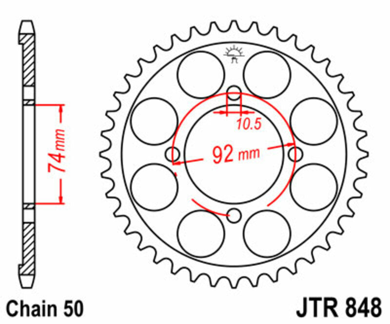 JT SPROCKETS Steel Standard Rear Sprocket 848 - 530 - 1075159001