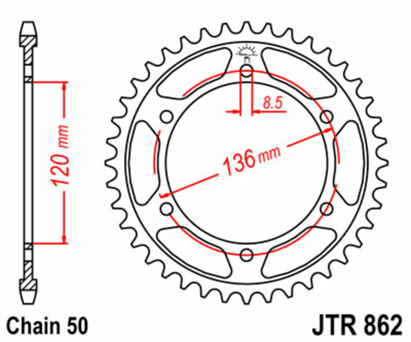JT SPROCKETS Steel Standard Rear Sprocket 862 - 530