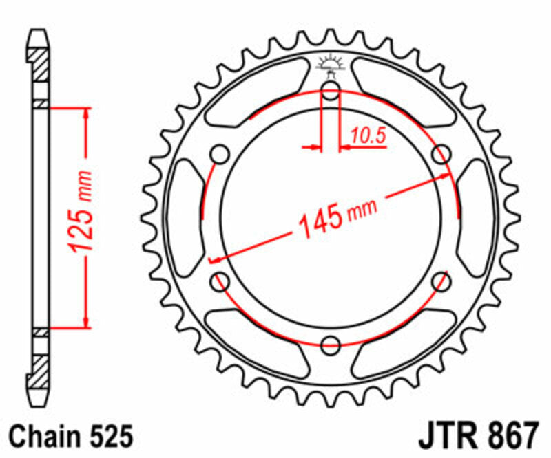 JT SPROCKETS Steel Standard Rear Sprocket 867 - 525 - 1075174003