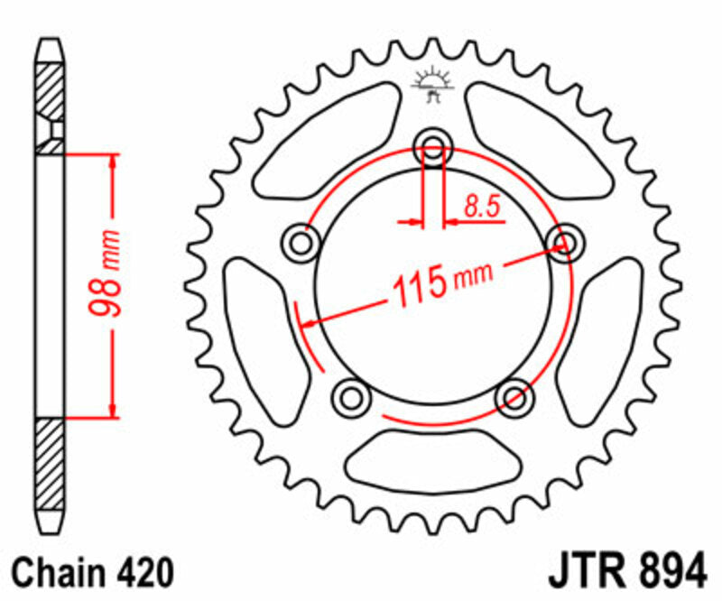 JT SPROCKETS Steel Standard Rear Sprocket 894 - 420 - 1075177002