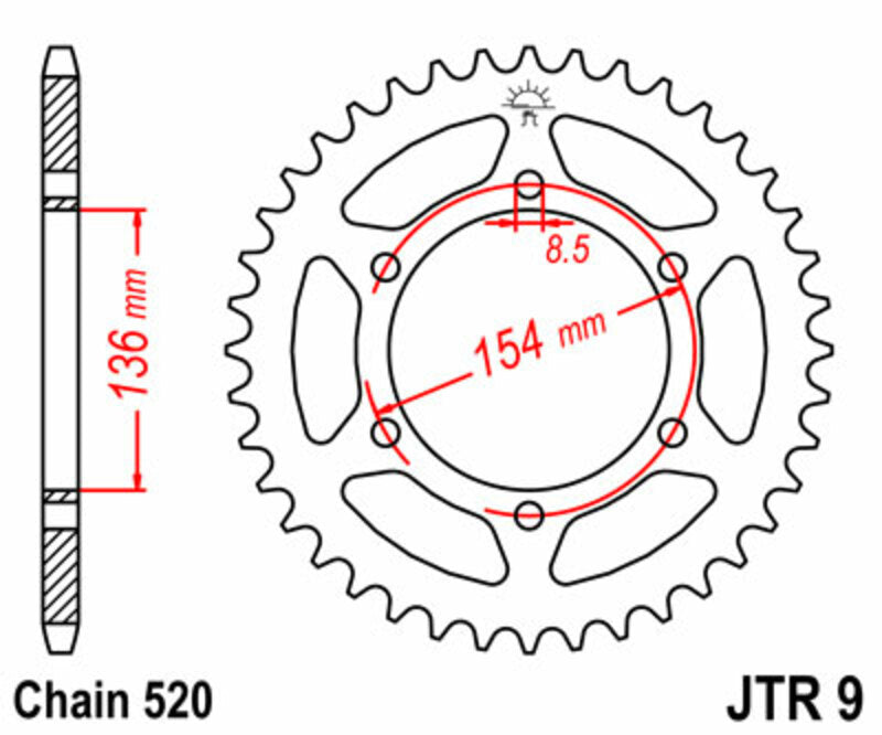 JT SPROCKETS Steel Standard Rear Sprocket 9 - 520