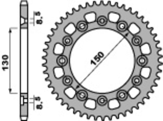 PBR Steel Standard Rear Sprocket 4308 - 520 - 1075277002