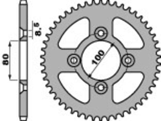 PBR Steel Standard Rear Sprocket 4351 - 428 - 1075286001
