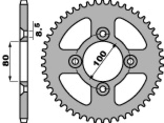PBR Steel Standard Rear Sprocket 4351 - 428 - 1075286002