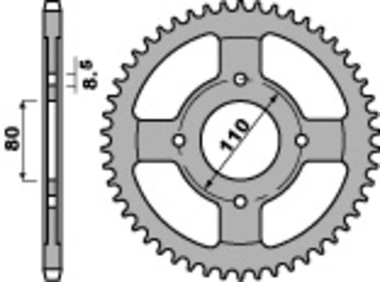 PBR Steel Standard Rear Sprocket 4597 - 428