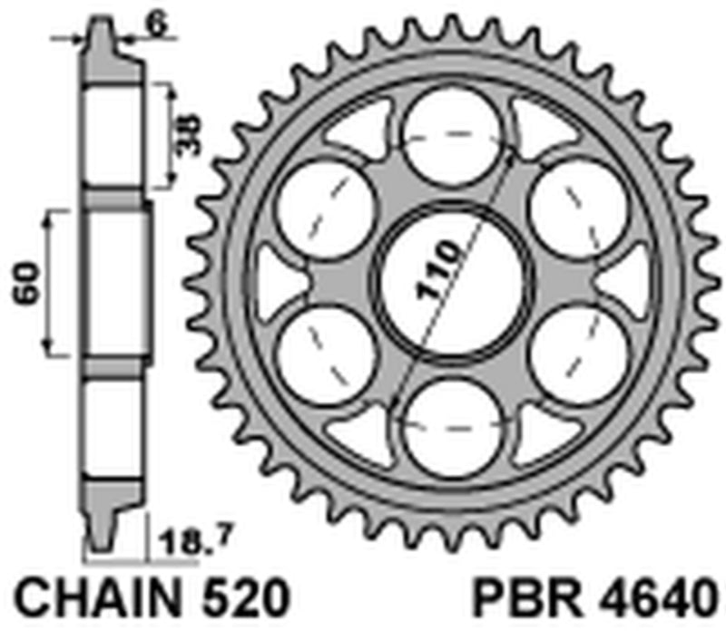 PBR Aluminium Ultra-Light Hard Anodized Rear Sprocket 4640 - 520 - 1075375010