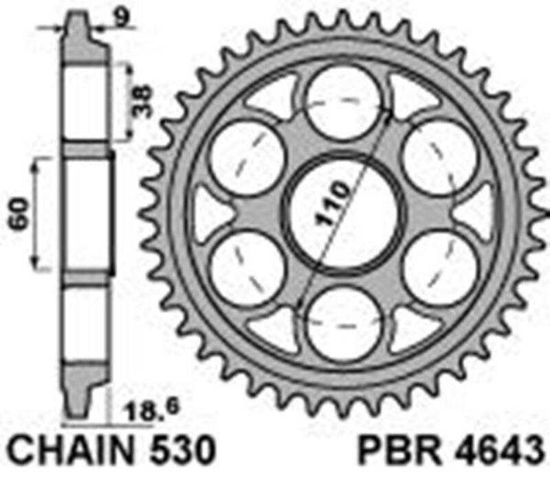 PBR Steel Standard Rear Sprocket 4643 - 530
