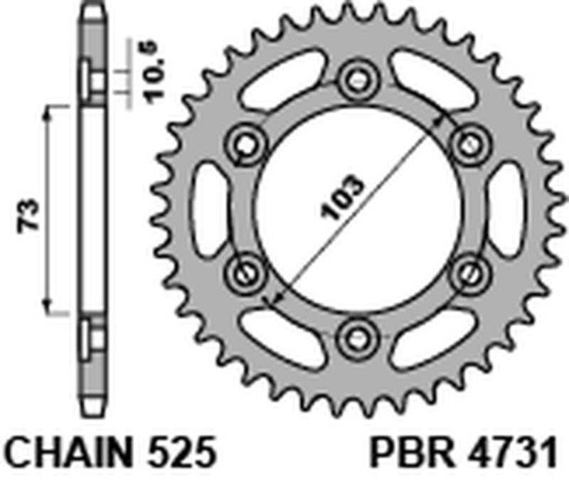 PBR Steel Standard Rear Sprocket 4731 - 525