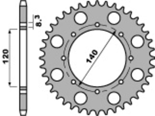 PBR Steel Standard Rear Sprocket 491 - 520 - 1075410006