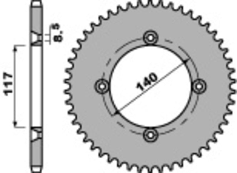 PBR Steel Standard Rear Sprocket 831 - 428 - 1075450002