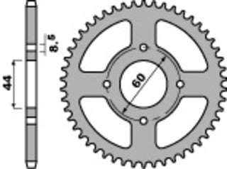 PBR Steel Standard Rear Sprocket 833 - 428