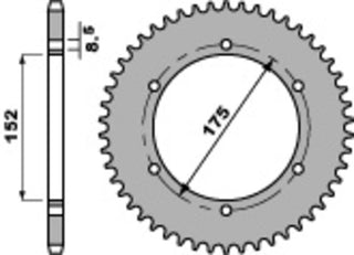 PBR Steel Standard Rear Sprocket 844 - 428 - 1075460001