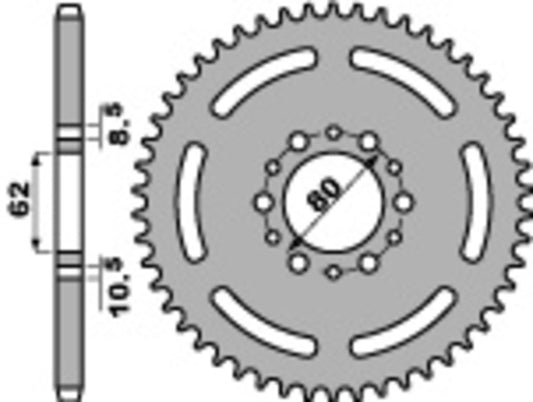 PBR Steel Standard Rear Sprocket 845 - 520 - 1075461001