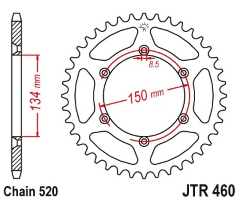 JT SPROCKETS Steel Self-Cleaning Rear Sprocket 460 - 520 - 1075484003