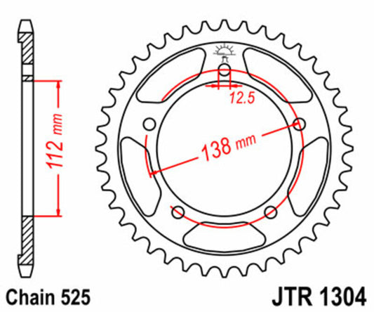 JT SPROCKETS Steel Standard Rear Sprocket 1304 - 525 - 1075496003