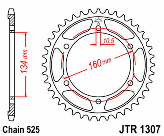 JT SPROCKETS Steel Standard Rear Sprocket 1307 - 525 - 1075498002