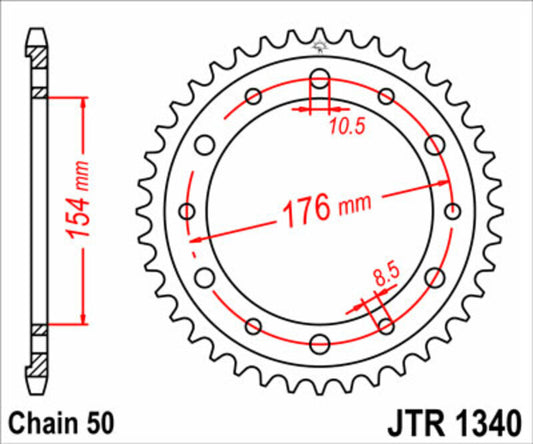 JT SPROCKETS Steel Standard Rear Sprocket 1340 - 525