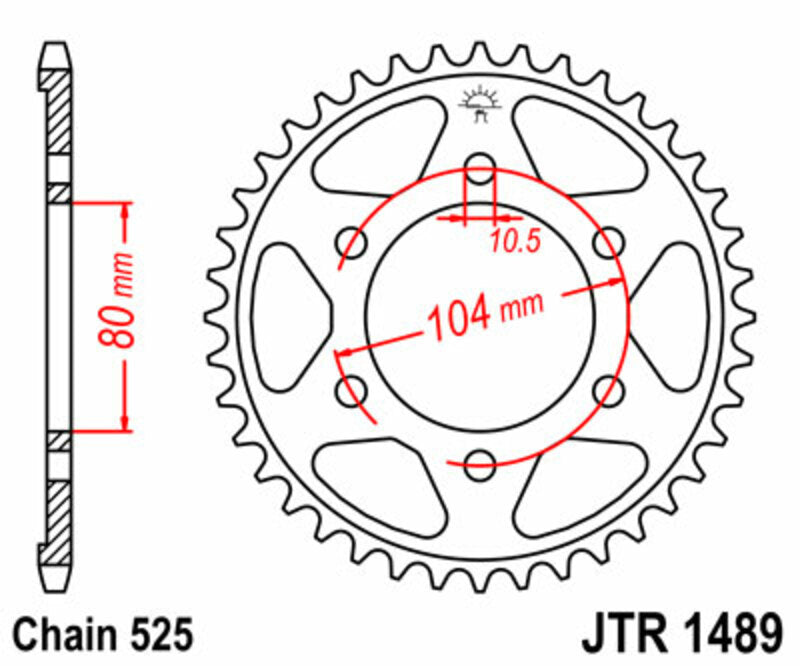 JT SPROCKETS Steel Standard Rear Sprocket 1489 - 525 - 1075503005