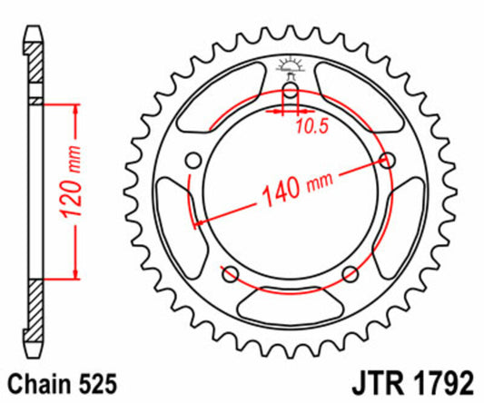 JT SPROCKETS Steel Standard Rear Sprocket 1792 - 525 - 1075505003