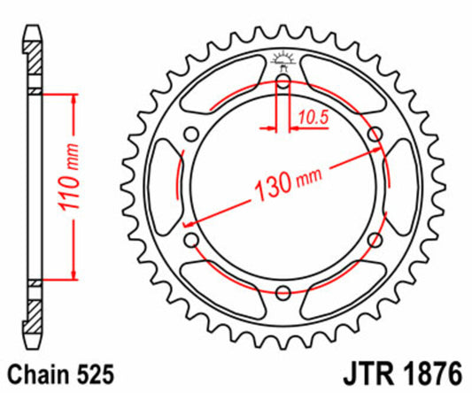 JT SPROCKETS Steel Standard Rear Sprocket 1876 - 525 - 1075507002