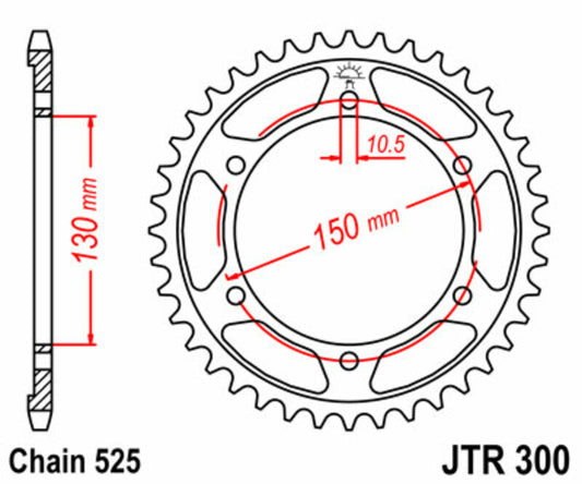 JT SPROCKETS Steel Standard Rear Sprocket 300 - 525 - 1075509003