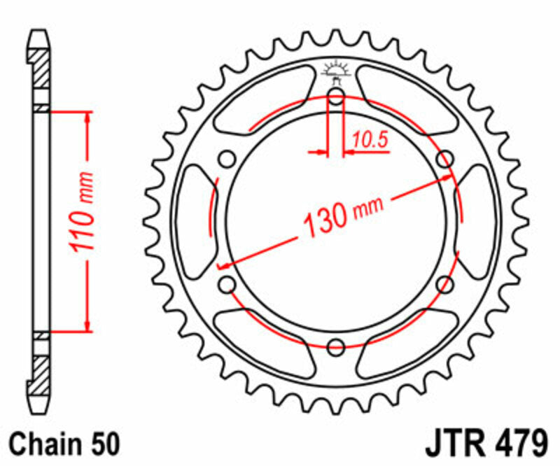 JT SPROCKETS Steel Standard Rear Sprocket 479 - 530 - 1075513005