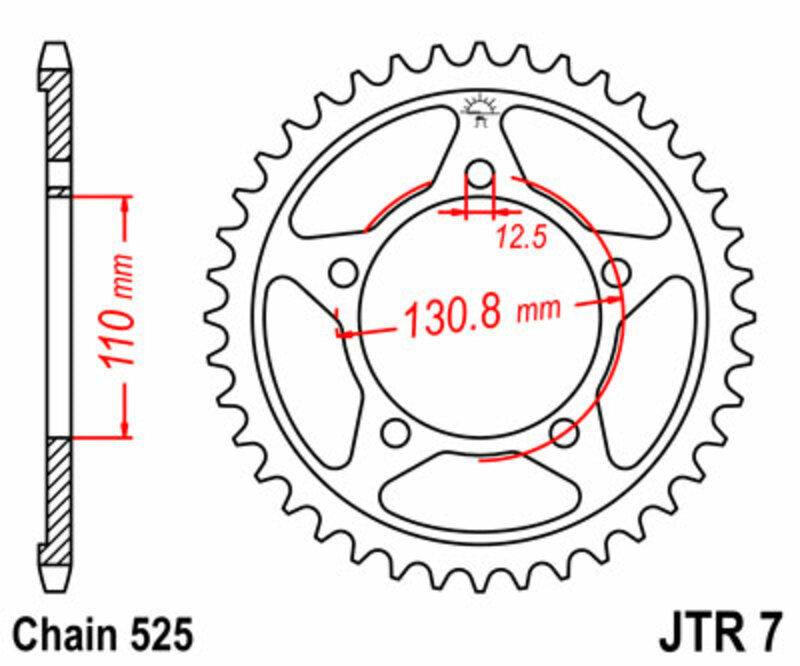 JT SPROCKETS Steel Standard Rear Sprocket 7 - 525 - 1075518002