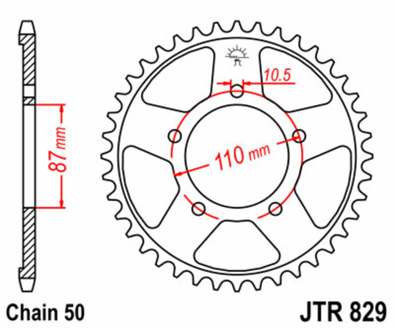JT SPROCKETS Steel Standard Rear Sprocket 829 - 530 - 1075520004