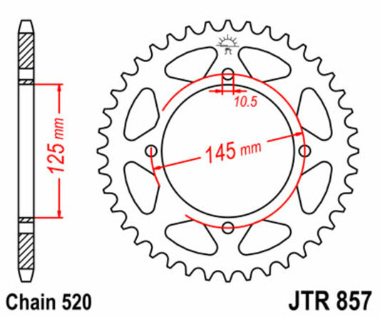 JT SPROCKETS Steel Standard Rear Sprocket 857 - 520 - 1075522005