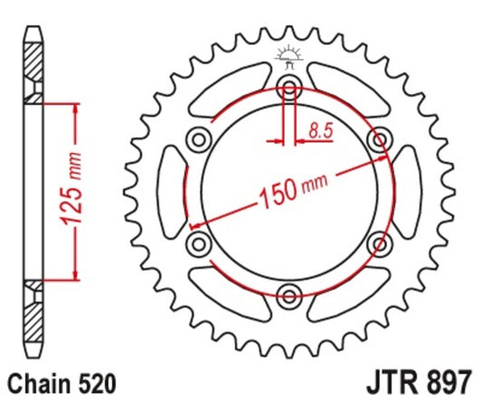 JT SPROCKETS Steel Standard Rear Sprocket 897 - 520 - 1075527011