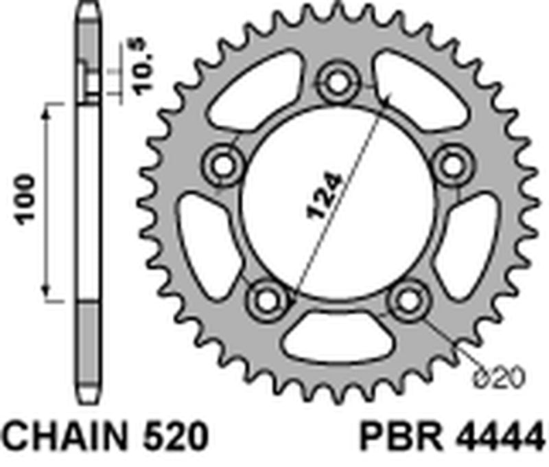 PBR Steel Standard Rear Sprocket 4444 - 520 - 1075551006