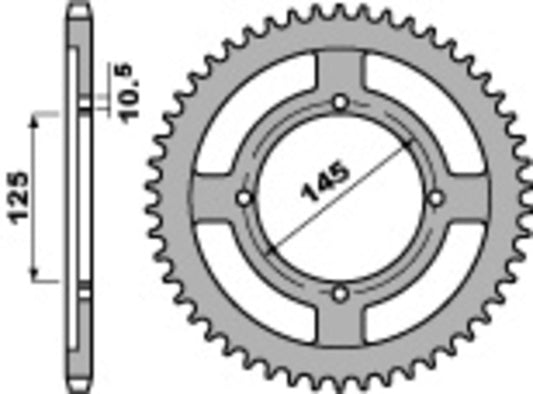 PBR Steel Standard Rear Sprocket 4482 - 428