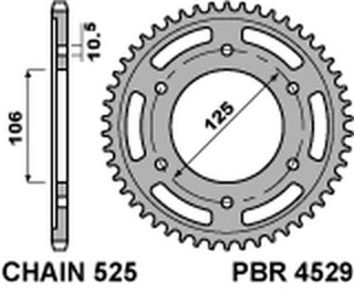 PBR Steel Standard Rear Sprocket 4529 - 525 - 1075556009