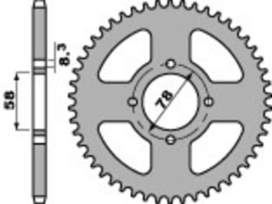 PBR Steel Standard Rear Sprocket 810 - 428 - 1075573001