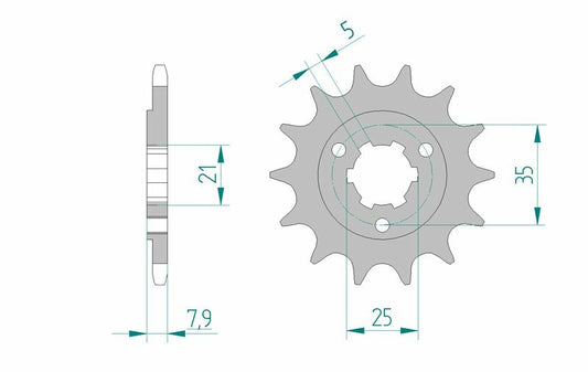 AFAM Steel Standard Front Sprocket 22503 - 520 - 1076009003