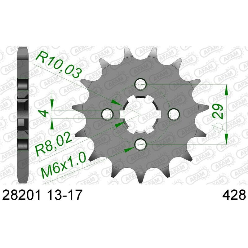 AFAM Steel Standard Front Sprocket 28201 - 428 - 1076620001