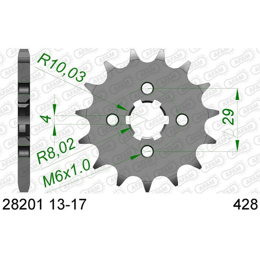 AFAM Steel Standard Front Sprocket 28201 - 428 - 1076620002