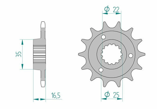 AFAM Steel Standard Front Sprocket 52613 - 525 - 1077039001