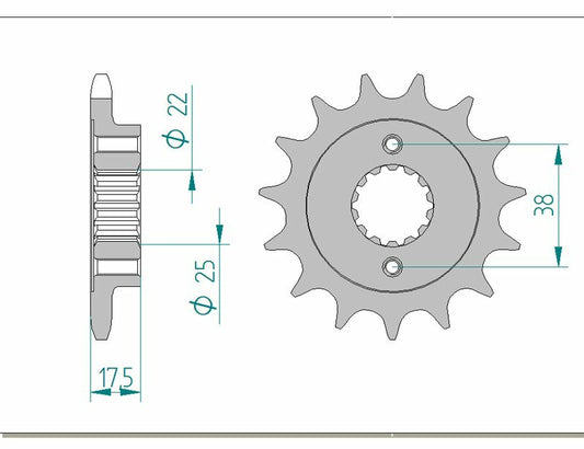 AFAM Steel Standard Front Sprocket 52616 - 525 - 1077061001