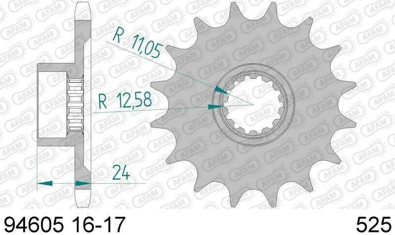 AFAM Steel Standard Front Sprocket 94605 - 525 - 1077187002