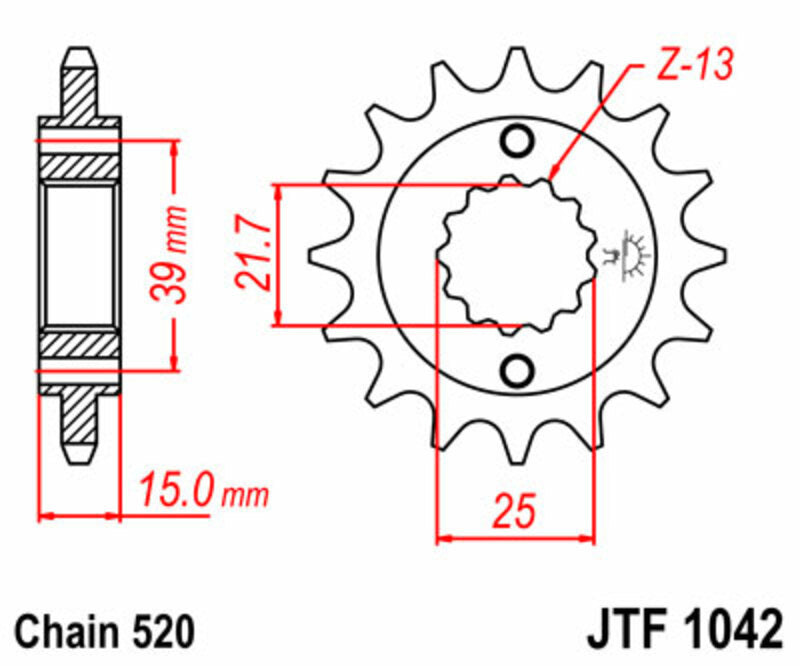 JT SPROCKETS Steel Standard Front Sprocket 1042 - 520